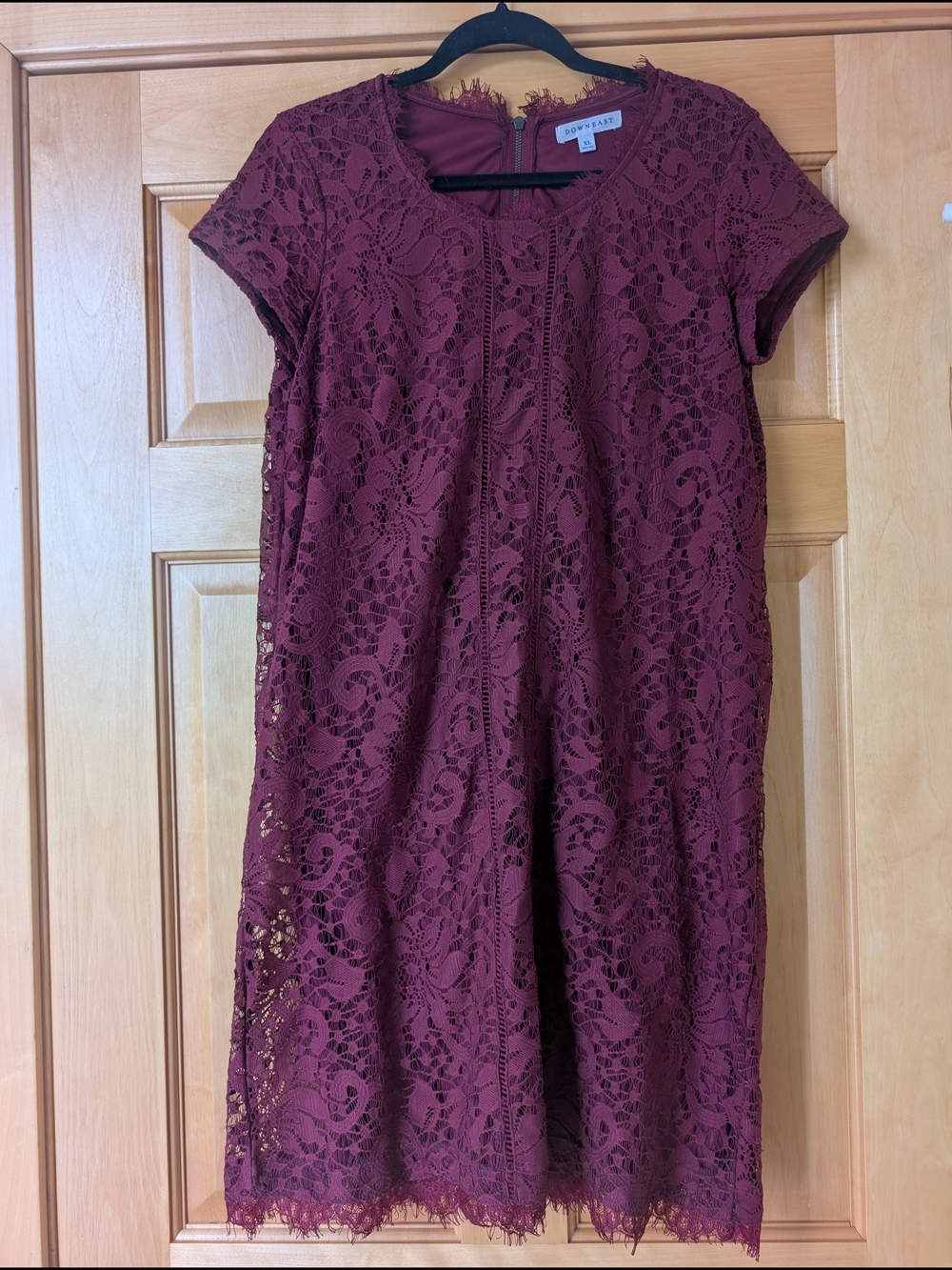 Burgundy Lace Shift Dress